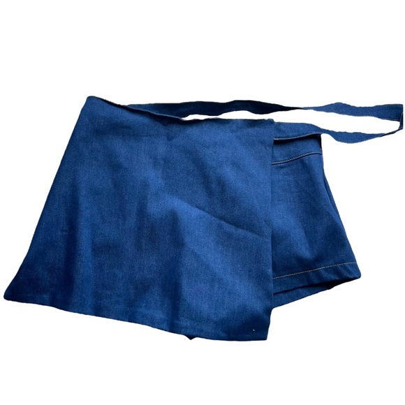 Nwt GRAYSCALE Blue Denim Tie Around 70s Style Rock n Roll Shorts Skirt Skort - Picture 1 of 12